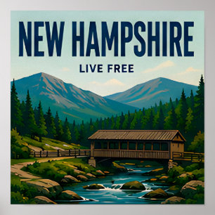 Poster Viagens pelas Montanhas Brancas de New Hampshire n