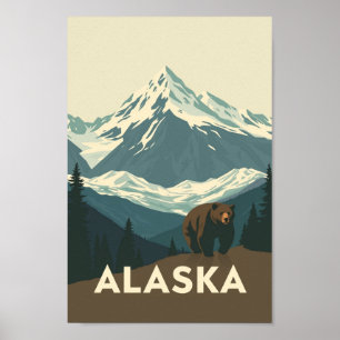 Poster Viagens pelo Deserto Selvagem do Alasca Antigo