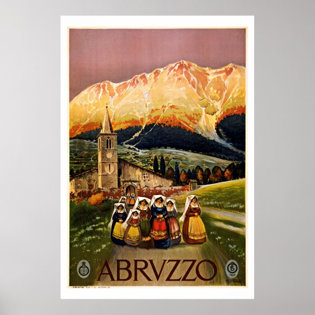 Poster Viagens vintage Abruzzo Itália (Frente)