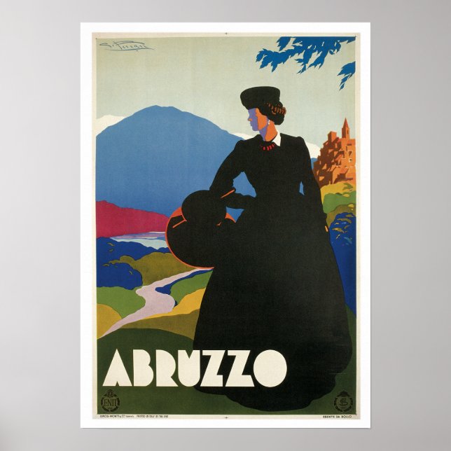 Poster Viagens vintage Abruzzo Itália (Frente)