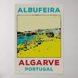 Poster Viagens vintage Albufeira Beach Algarve Portugal
