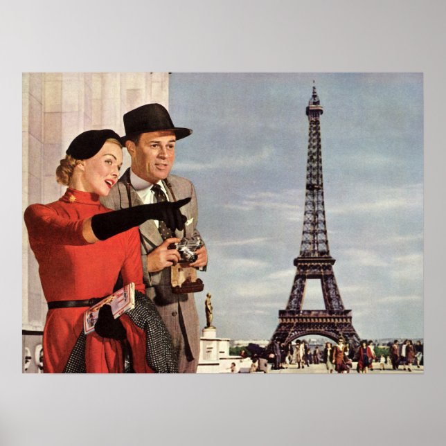 Poster Viagens vintage - Amantes em Paris (Frente)