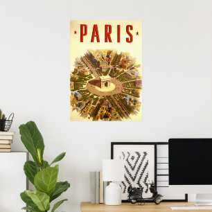 Poster Viagens vintage, Arc de Triomphe Paris França