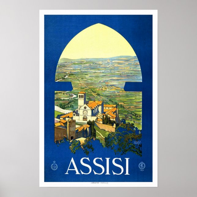 Poster Viagens vintage,Assisi (Frente)