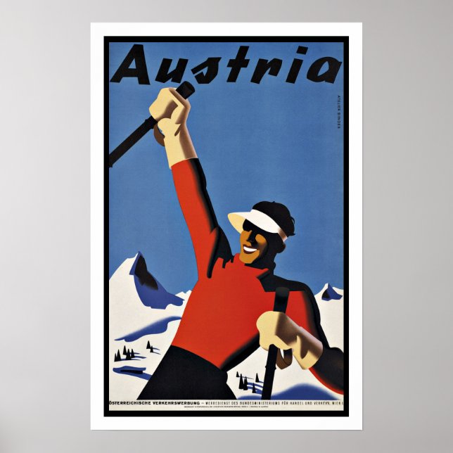 Poster Viagens vintage Austria Ski (Frente)