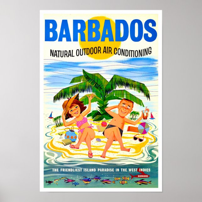 Poster Viagens vintage Barbados (Frente)
