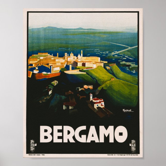 Poster Viagens vintage Bergamo Itália (Frente)