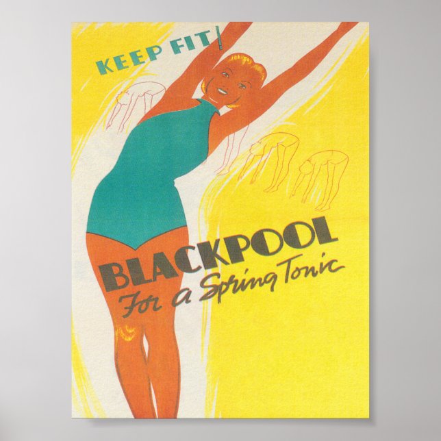 Poster Viagens vintage Blackpool England (Frente)