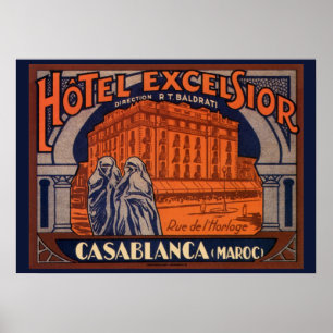 Poster Viagens vintage, Casablanca em Marrocos, África