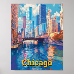 Poster Viagens vintage Chicago EUA