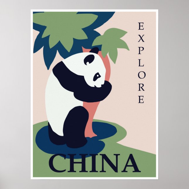 Poster Viagens vintage China Panda (Frente)