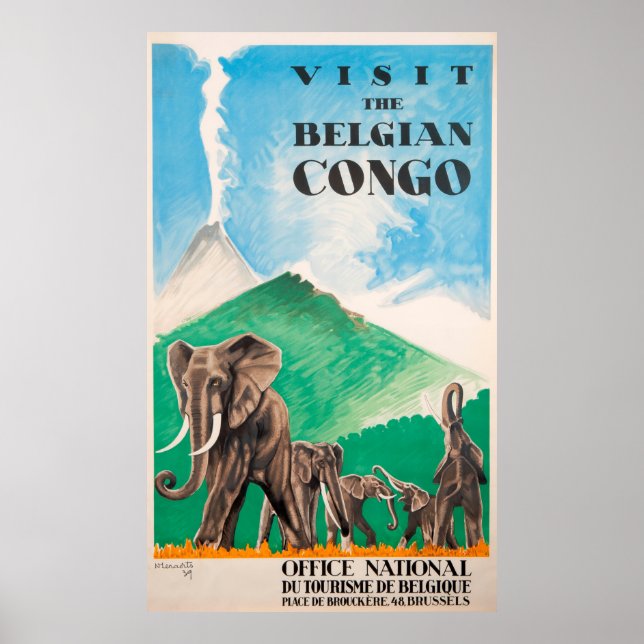 Poster Viagens vintage - Congo Belga (Frente)