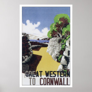 Pôster Viagens vintage Cornualha Inglaterra