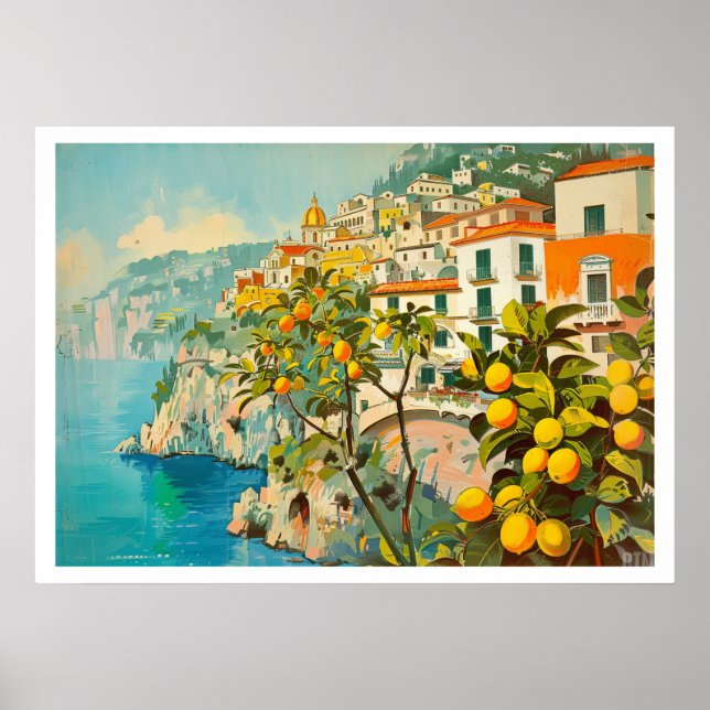 Poster Viagens vintage Costeira Amalfi (Frente)