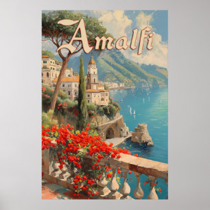 Poster Viagens vintage Costeira Italiana Amalfi