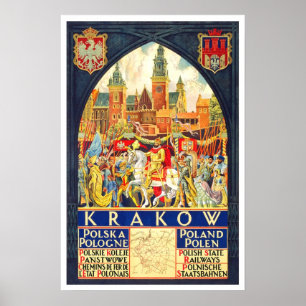 Poster Viagens vintage, Cracóvia