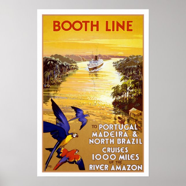 Poster Viagens vintage, cruzeiro Quantas-Amazon (Frente)