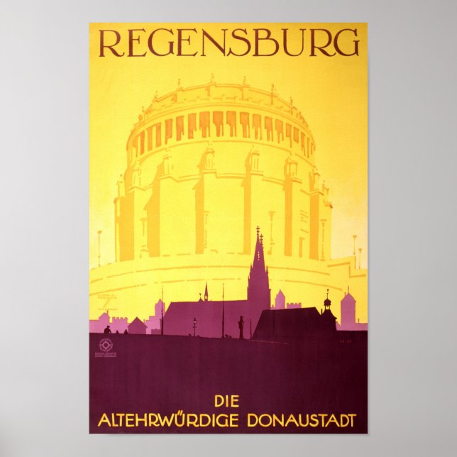 Poster Viagens vintage da Alemanha de Regensburg (Frente)