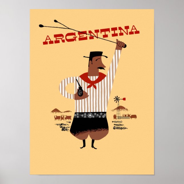 Poster Viagens vintage da Argentina (Frente)
