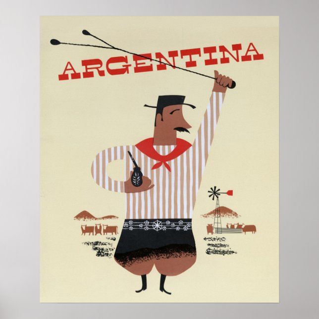Poster Viagens vintage da Argentina (Frente)