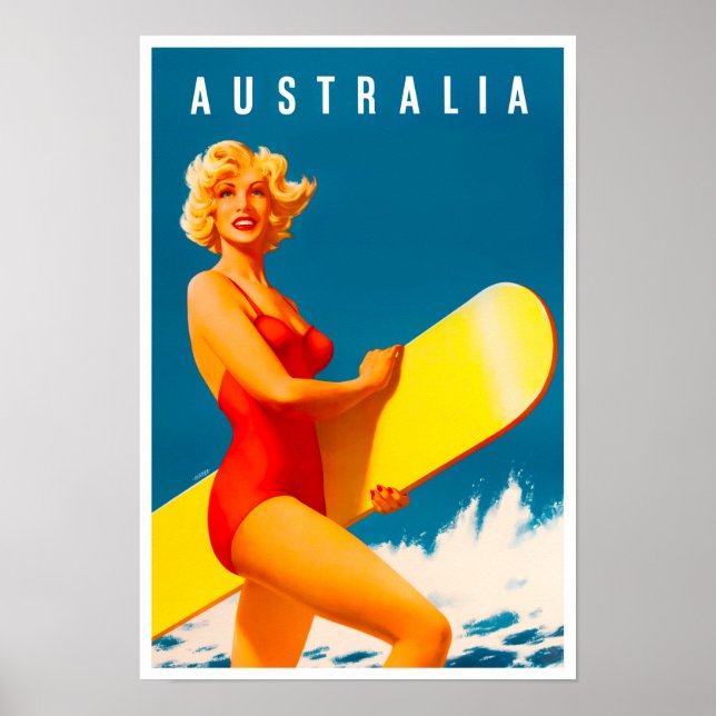 Poster Viagens vintage da Austrália (Frente)
