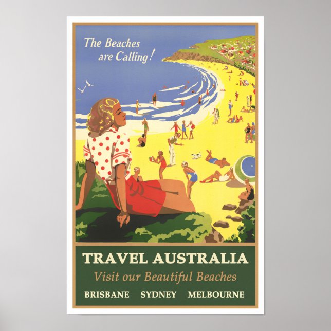 Poster Viagens vintage da Austrália (Frente)