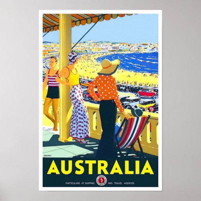 Poster Viagens vintage da Austrália (Frente)