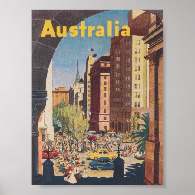Poster Viagens vintage da Austrália (Frente)