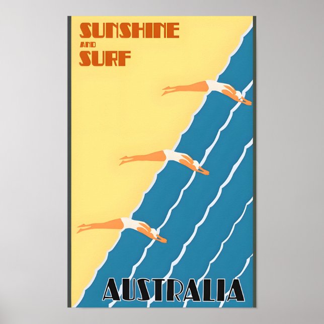 Poster Viagens vintage da Austrália (Frente)