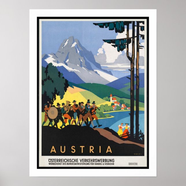 Pôster Viagens vintage da Áustria (Frente)