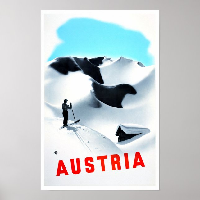 Poster Viagens vintage da Áustria (Frente)