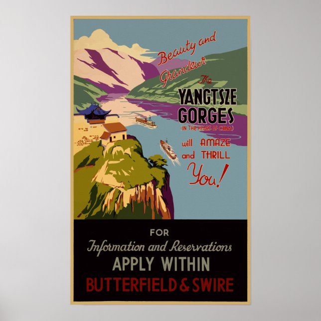 Pôster Viagens vintage da China (Frente)