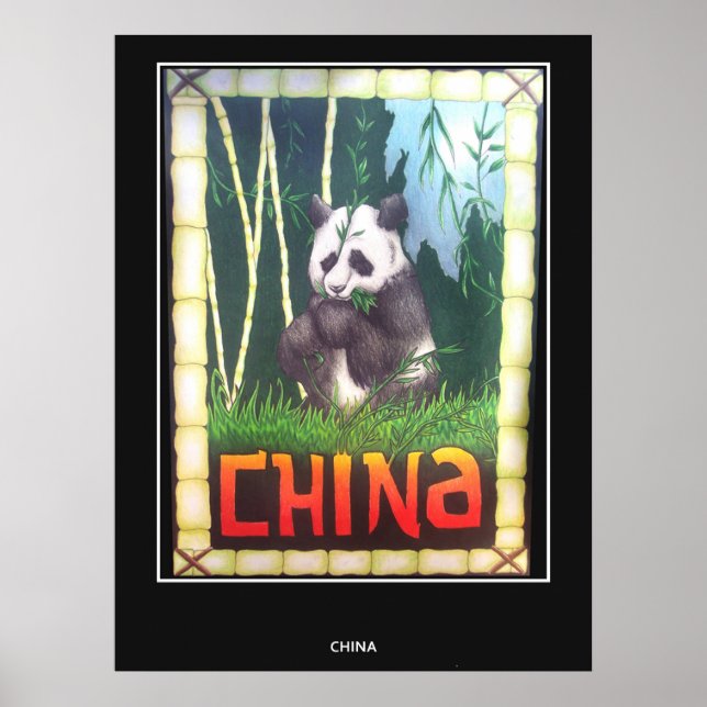 Poster viagens vintage da  China Panda (Frente)