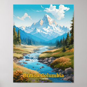 Poster Viagens vintage da Colúmbia Britânica no Canadá