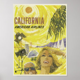 Poster Viagens vintage da Companhia Aérea da Califórnia