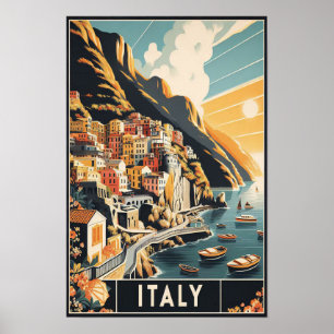 Poster Viagens vintage da Costa do Amalfi Itália