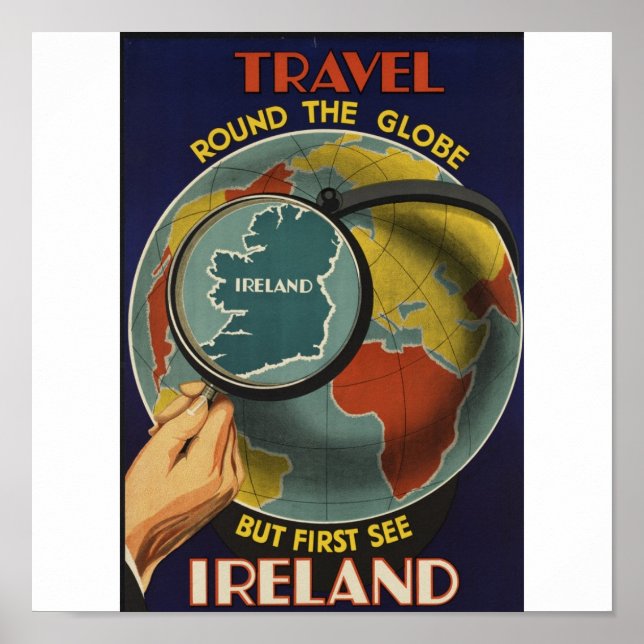 Pôster Viagens vintage da Irlanda (Frente)