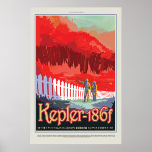 Poster Viagens vintage da NASA de Kepler 186f da visita