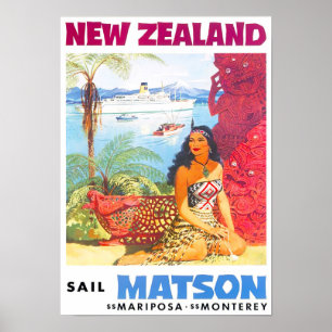 Poster Viagens vintage da Nova Zelândia