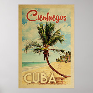 Poster Viagens vintage da palmeira de Cienfuegos
