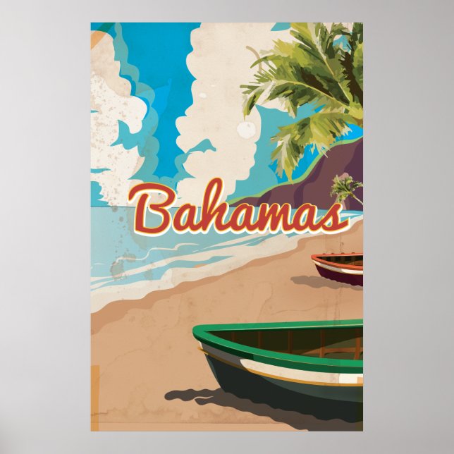 Pôster Viagens vintage das Bahamas (Frente)