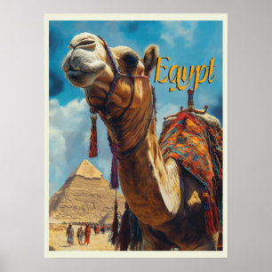 Poster Viagens vintage das Pirâmides de Giza no Egito