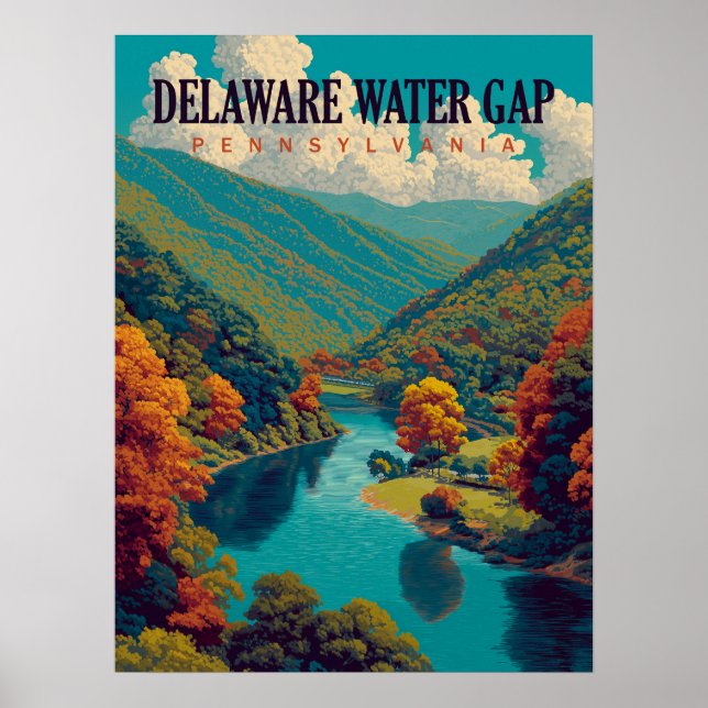 Poster Viagens vintage de água de Delaware (Frente)
