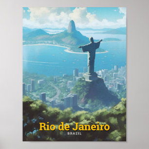 Poster Viagens vintage de Arte do Brasil no Rio de Janeir