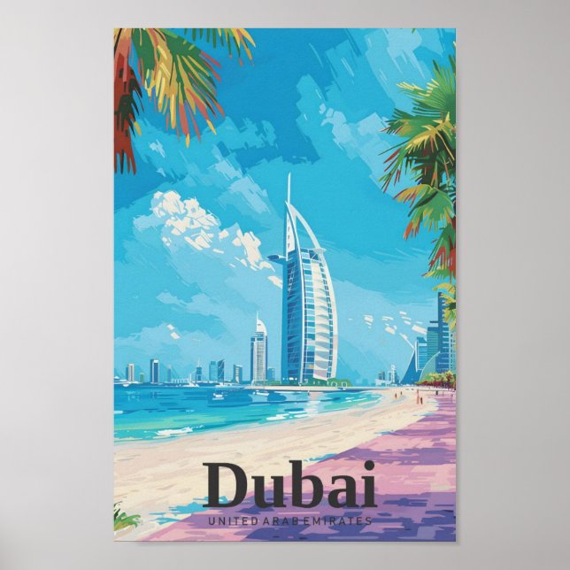 Poster Viagens vintage de Arte UAE de Dubai (Frente)
