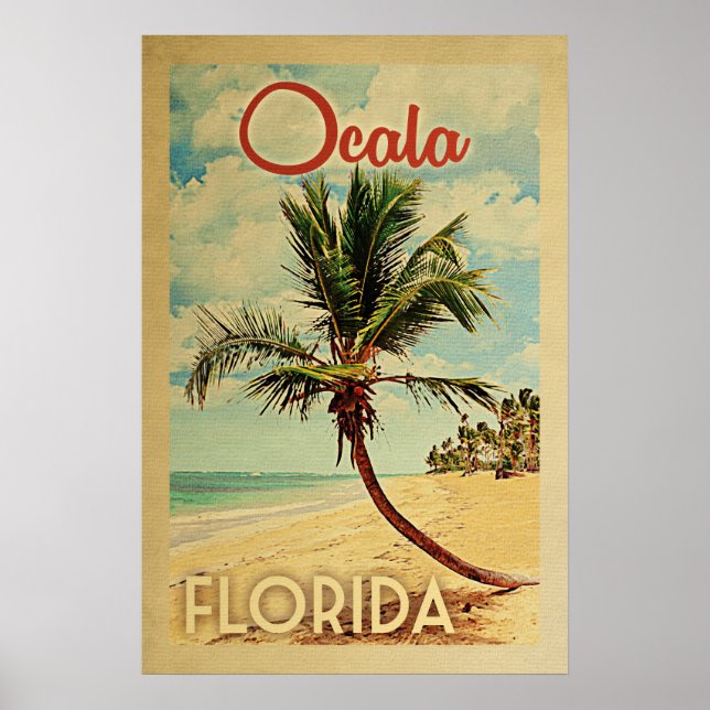 Poster Viagens vintage de Árvore de Palma de Ocala (Frente)
