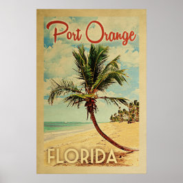 Poster Viagens vintage de Árvore Palm Laranja de Porta