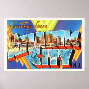 Pôster Viagens vintage de Atlantic City 2 New-jersey NJ -
