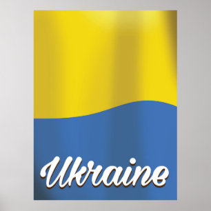 Poster Viagens vintage de bandeira da Ucrânia