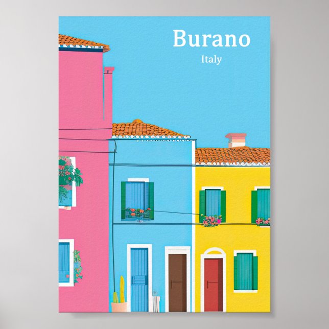 Poster Viagens vintage de Burano (Frente)